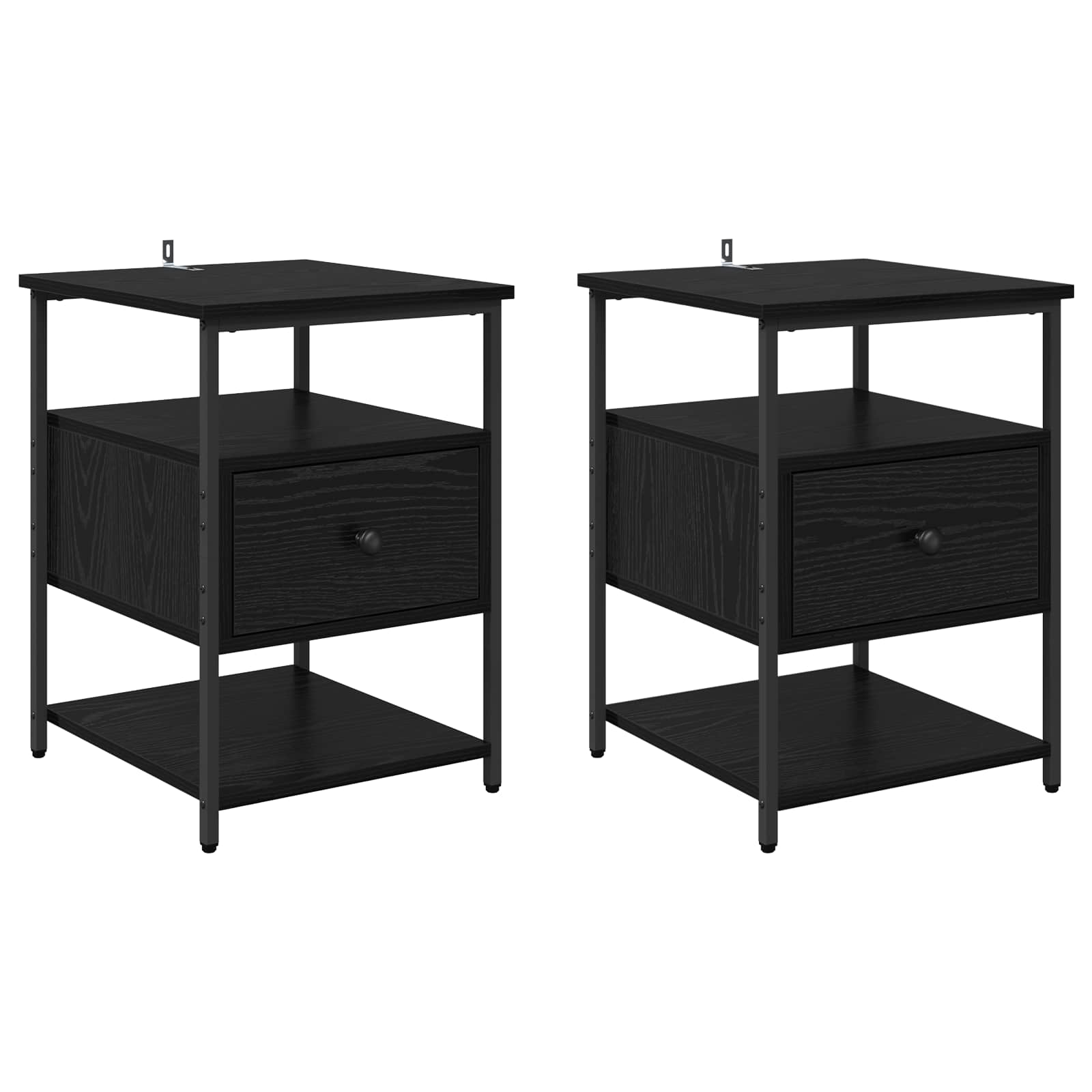 vidaXL Szafka Nocna z szufladą 2 pcs Czarny Dąb 40 x 42 x 56 cm