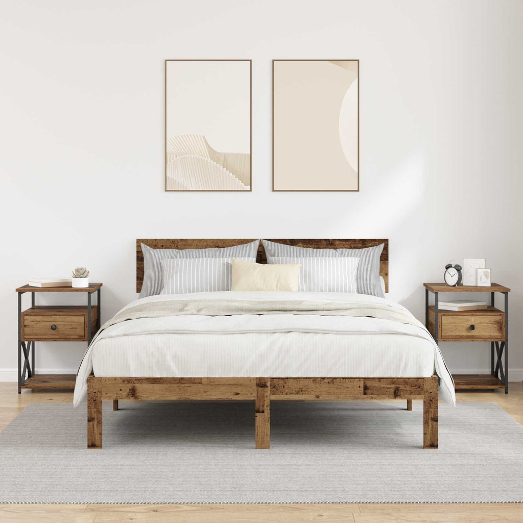 vidaXL Szafka Nocna z szufladą 2 pcs Stare drewno 40 x 42 x 55 cm