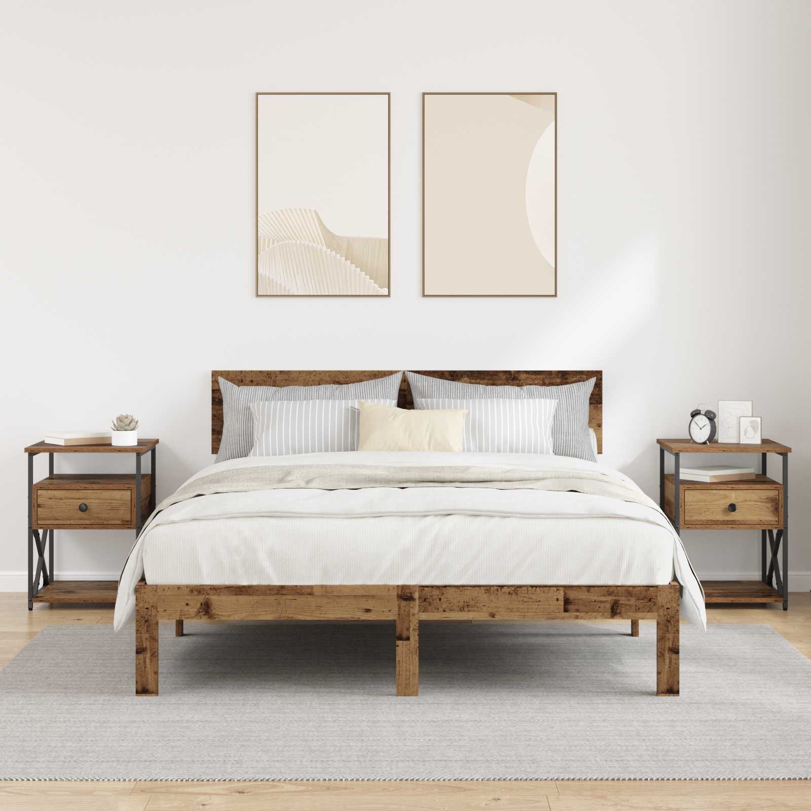 vidaXL Szafka Nocna z szufladą 2 pcs Stare drewno 40 x 42 x 55 cm