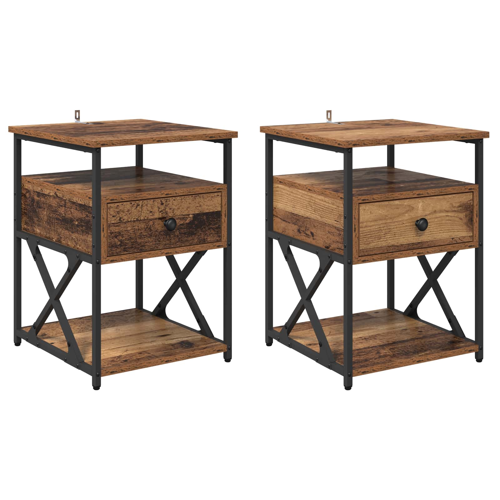 vidaXL Szafka Nocna z szufladą 2 pcs Stare drewno 40 x 42 x 55 cm