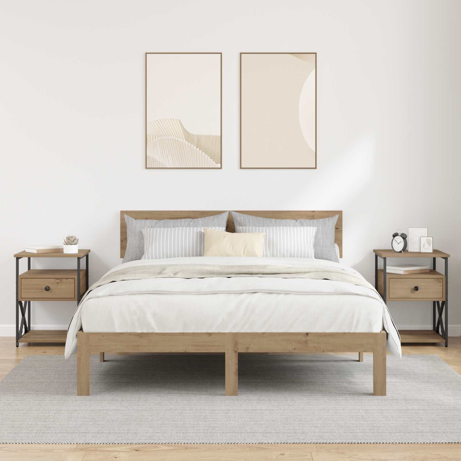 vidaXL Szafka Nocna z szufladą 2 pcs Dąb rzemieślniczy 40 x 42 x 55 cm