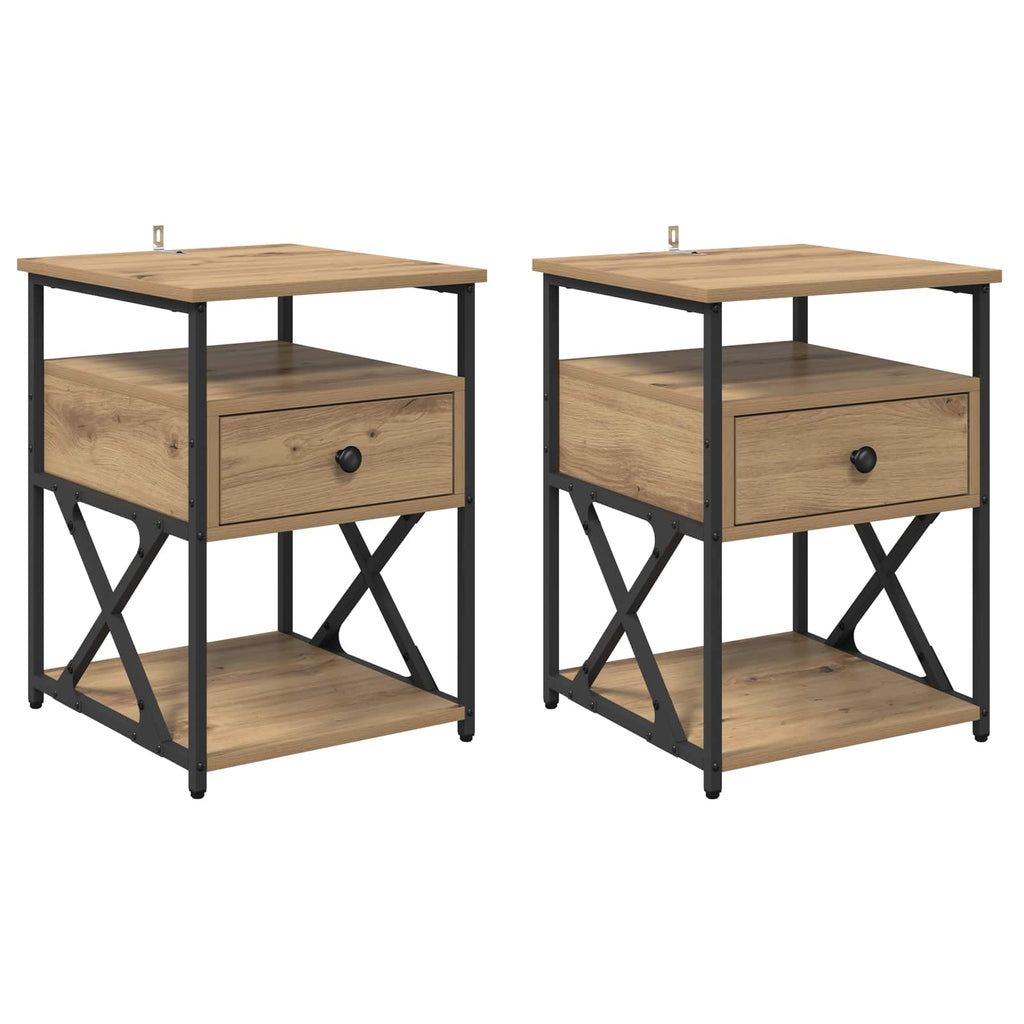 vidaXL Szafka Nocna z szufladą 2 pcs Dąb rzemieślniczy 40 x 42 x 55 cm