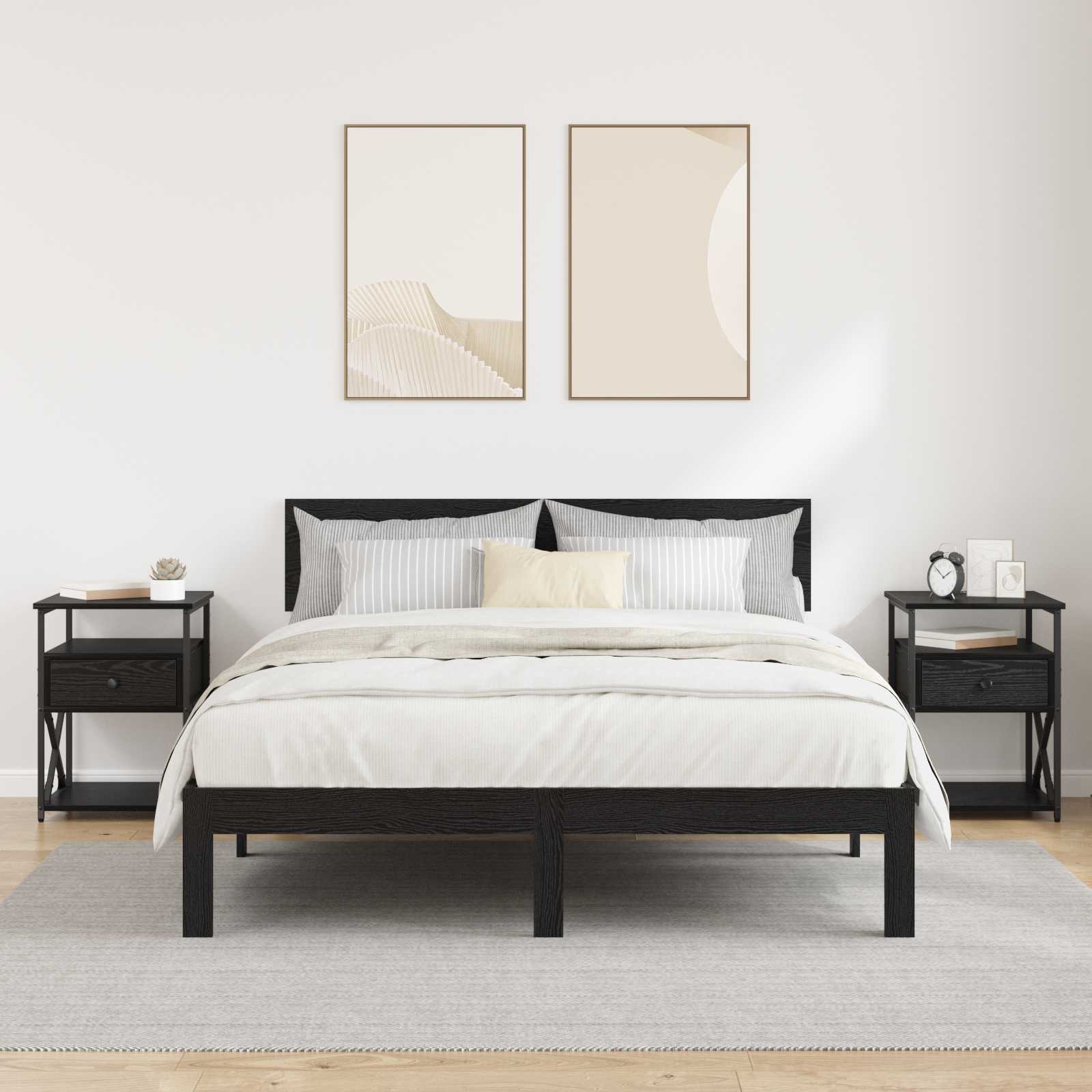 vidaXL Szafka Nocna z szufladą 2 pcs Czarny Dąb 40 x 42 x 55 cm