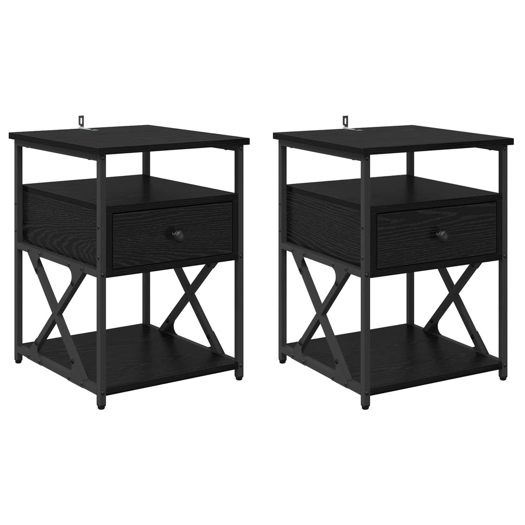 vidaXL Szafka Nocna z szufladą 2 pcs Czarny Dąb 40 x 42 x 55 cm