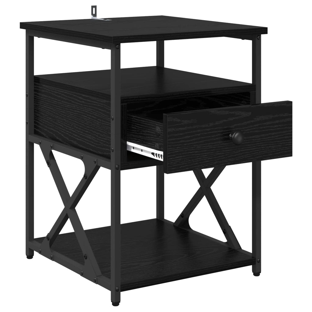 vidaXL Szafka Nocna z szufladą 2 pcs Czarny Dąb 40 x 42 x 55 cm