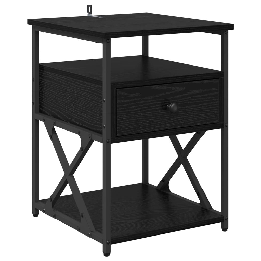 vidaXL Szafka Nocna z szufladą 2 pcs Czarny Dąb 40 x 42 x 55 cm