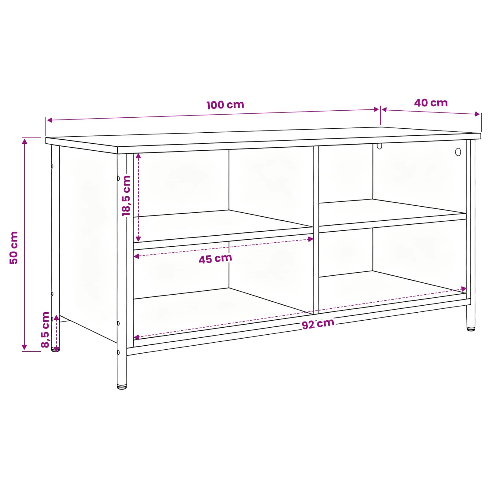 vidaXL Szafka pod telewizor Stare drewno 100 x 40 x 50 cm