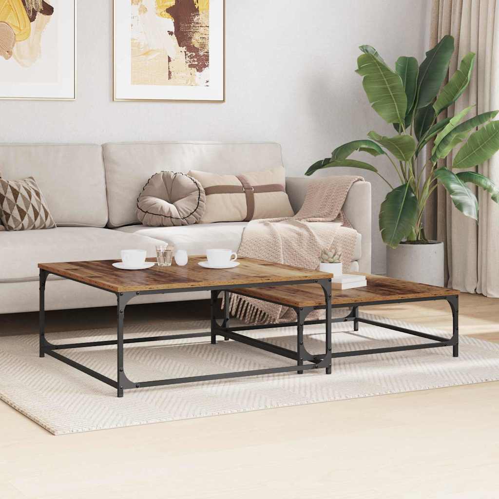vidaXL Stolik kawowy 2 pcs Stare drewno Materiał drewnopochodny