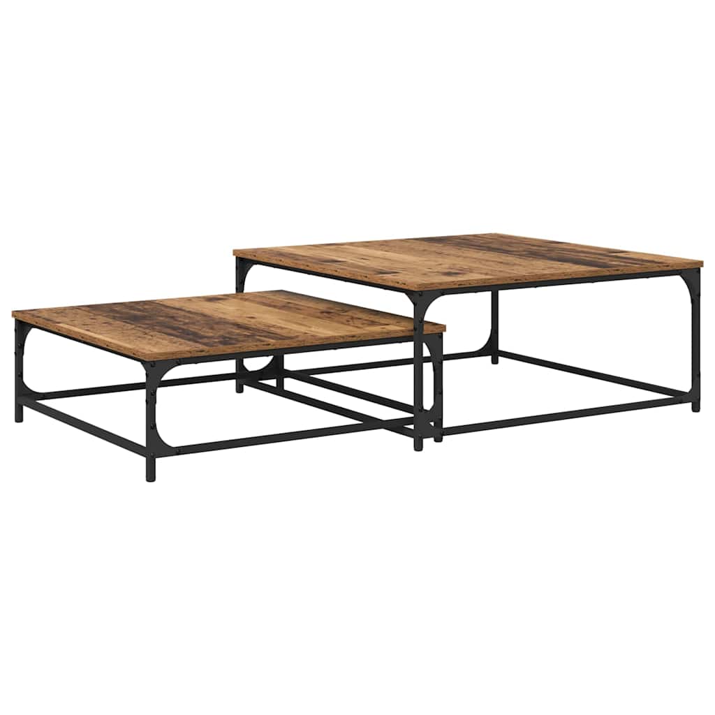 vidaXL Stolik kawowy 2 pcs Stare drewno Materiał drewnopochodny