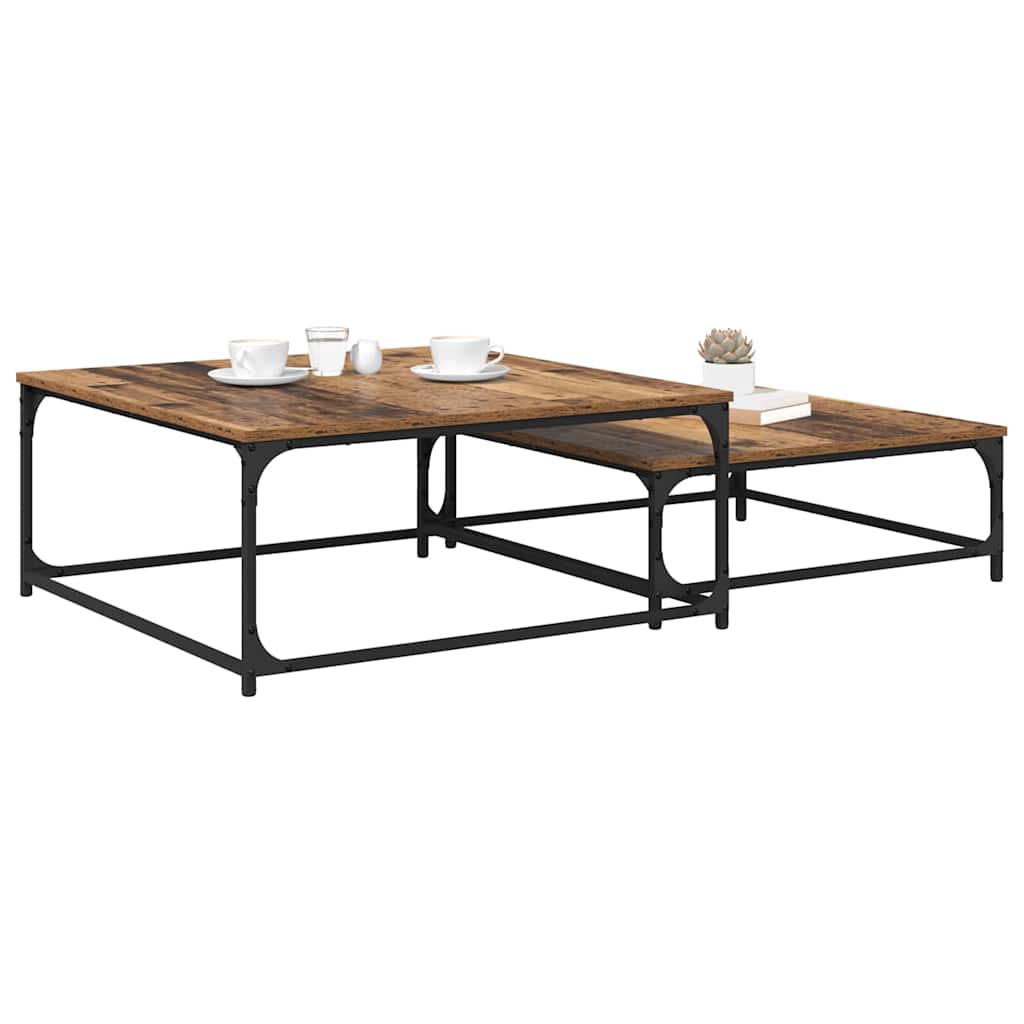 vidaXL Stolik kawowy 2 pcs Stare drewno Materiał drewnopochodny
