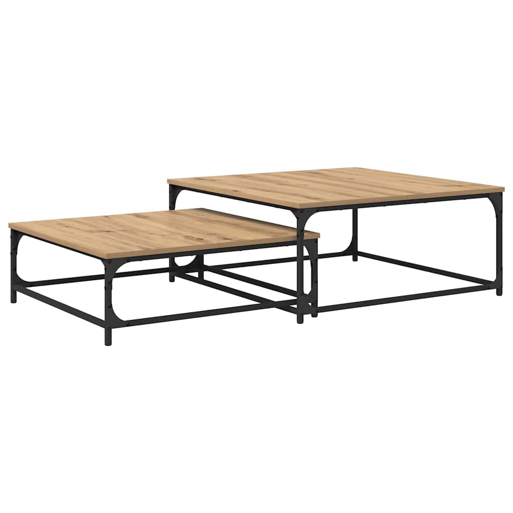 vidaXL Stolik kawowy 2 pcs Dąb rzemieślniczy Materiał drewnopochodny