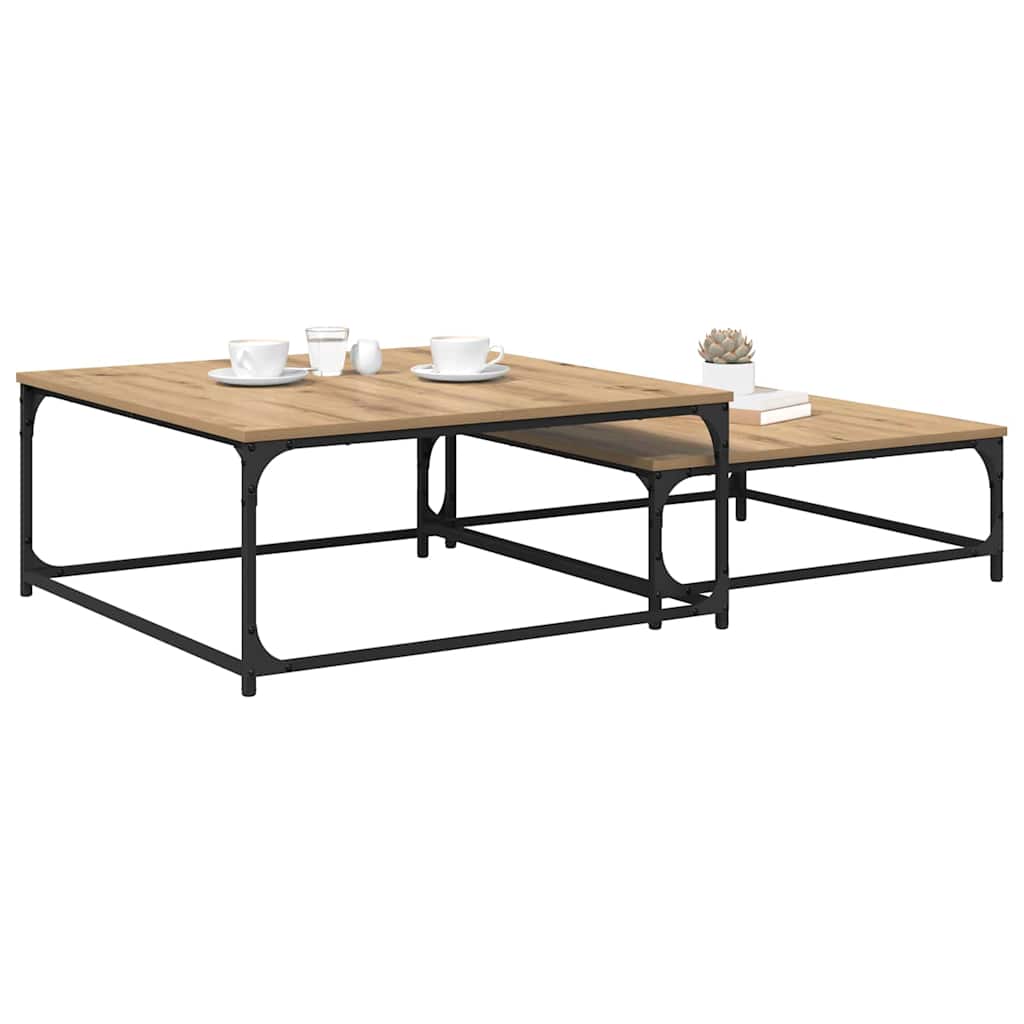 vidaXL Stolik kawowy 2 pcs Dąb rzemieślniczy Materiał drewnopochodny
