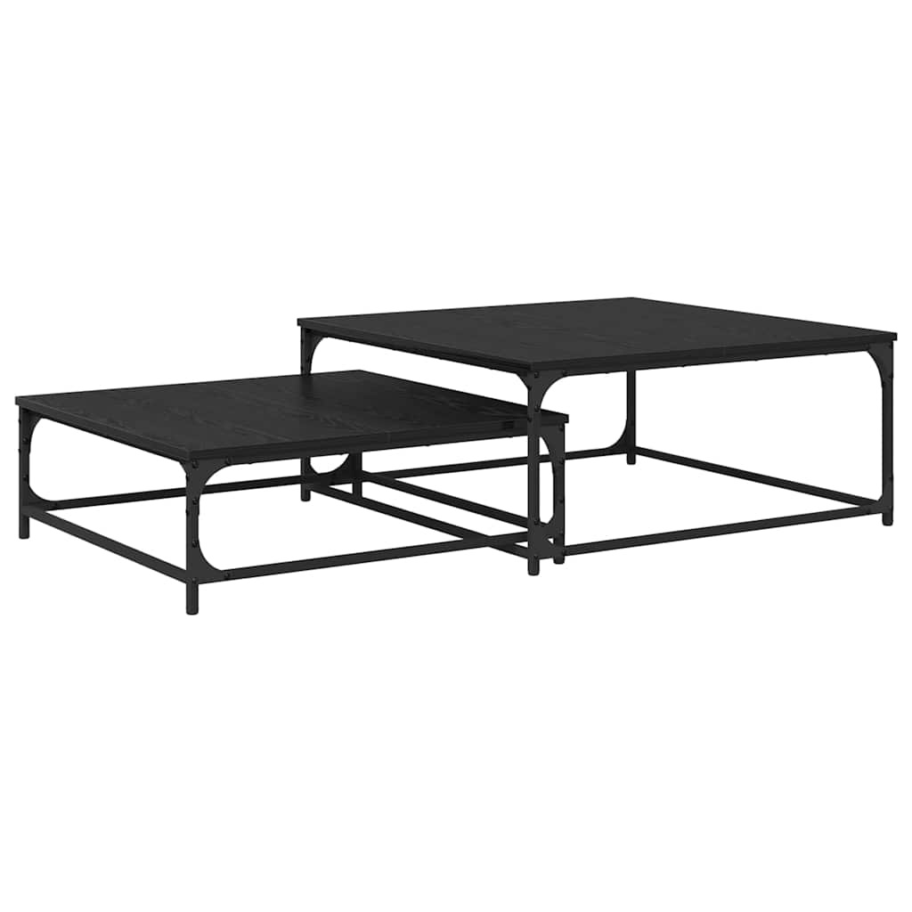 vidaXL Stolik kawowy 2 pcs Czarny Dąb Materiał drewnopochodny