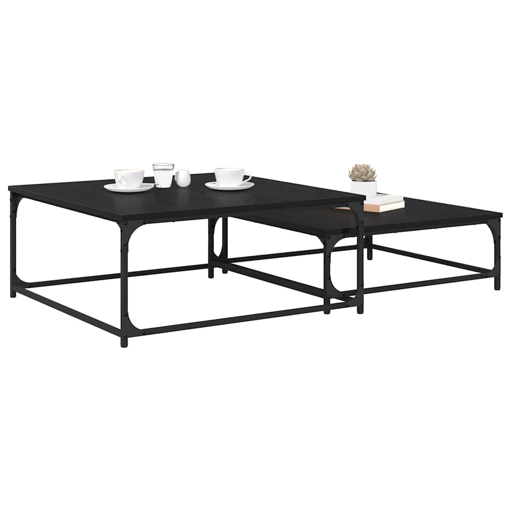 vidaXL Stolik kawowy 2 pcs Czarny Dąb Materiał drewnopochodny