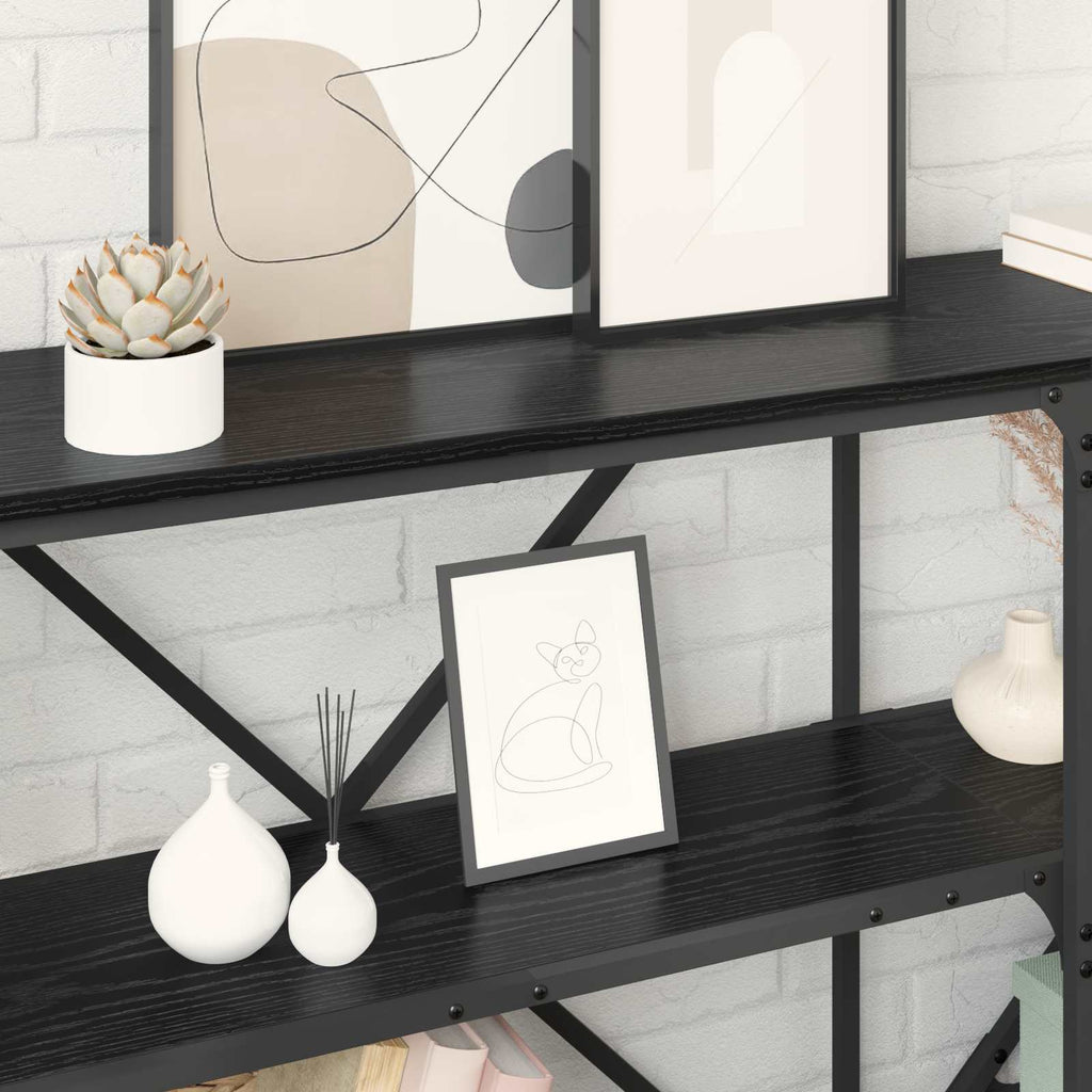 vidaXL Konsola Czarny Dąb 160 x 30 x 75 cm Materiał drewnopochodny