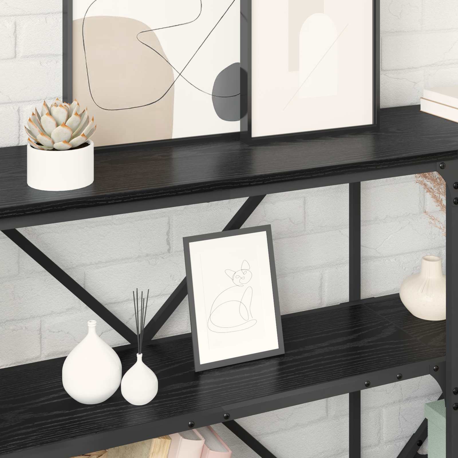 vidaXL Konsola Czarny Dąb 160 x 30 x 75 cm Materiał drewnopochodny