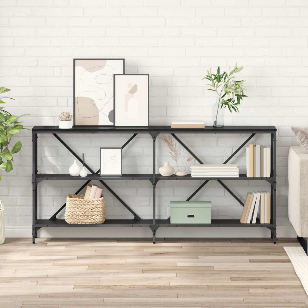 vidaXL Konsola Czarny Dąb 160 x 30 x 75 cm Materiał drewnopochodny