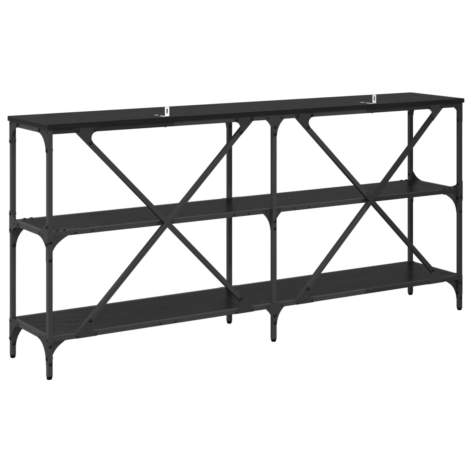 vidaXL Konsola Czarny Dąb 160 x 30 x 75 cm Materiał drewnopochodny