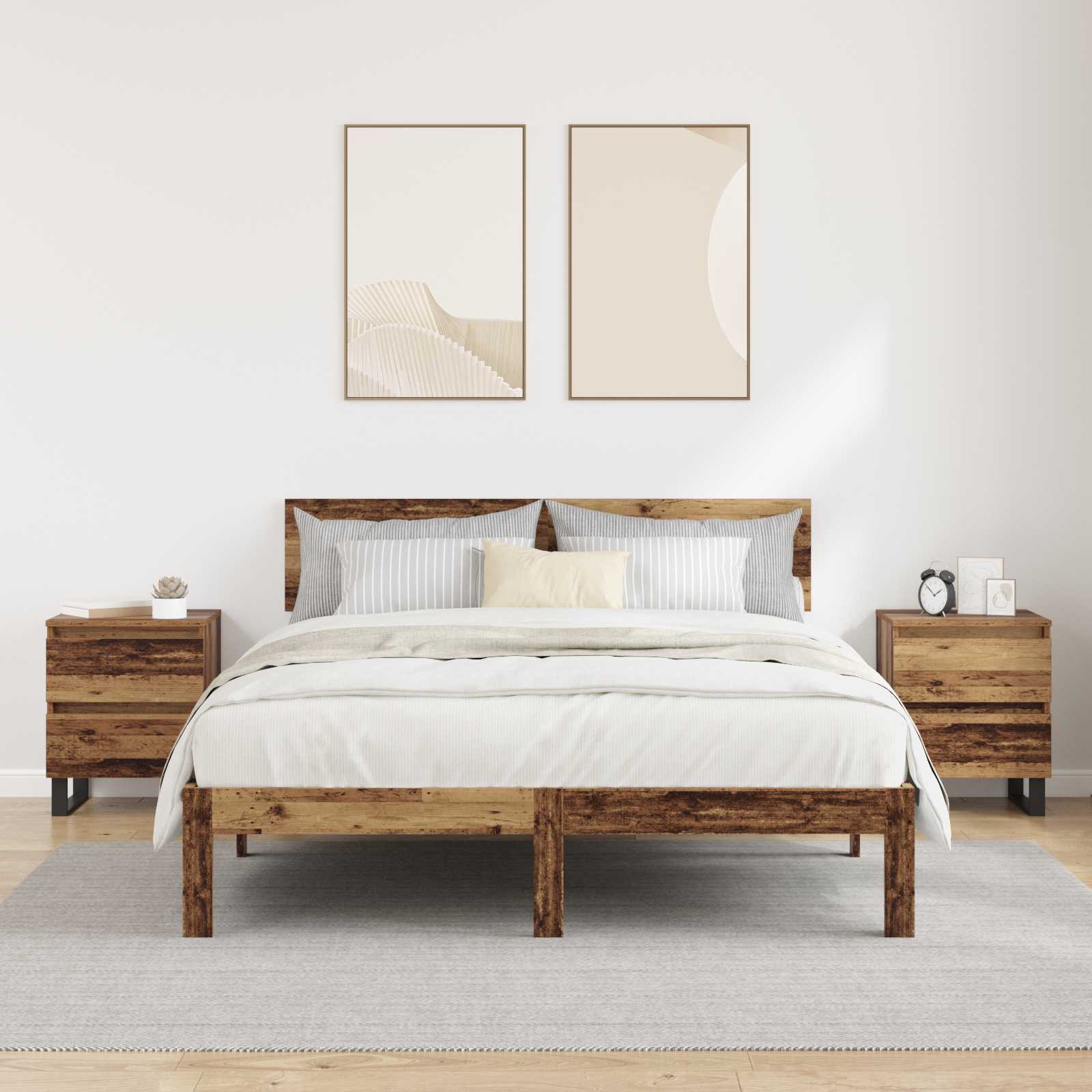 vidaXL Szafka Nocna z szufladą 2 pcs Stare drewno 40 x 35 x 50 cm