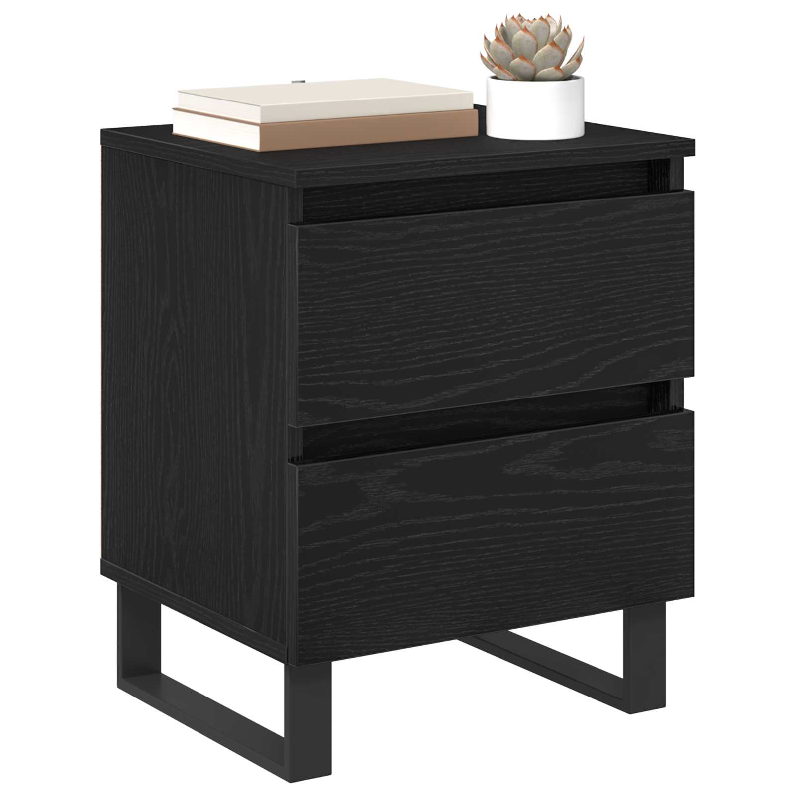 vidaXL Szafka Nocna z szufladą 2 pcs Czarny Dąb 40 x 35 x 50 cm