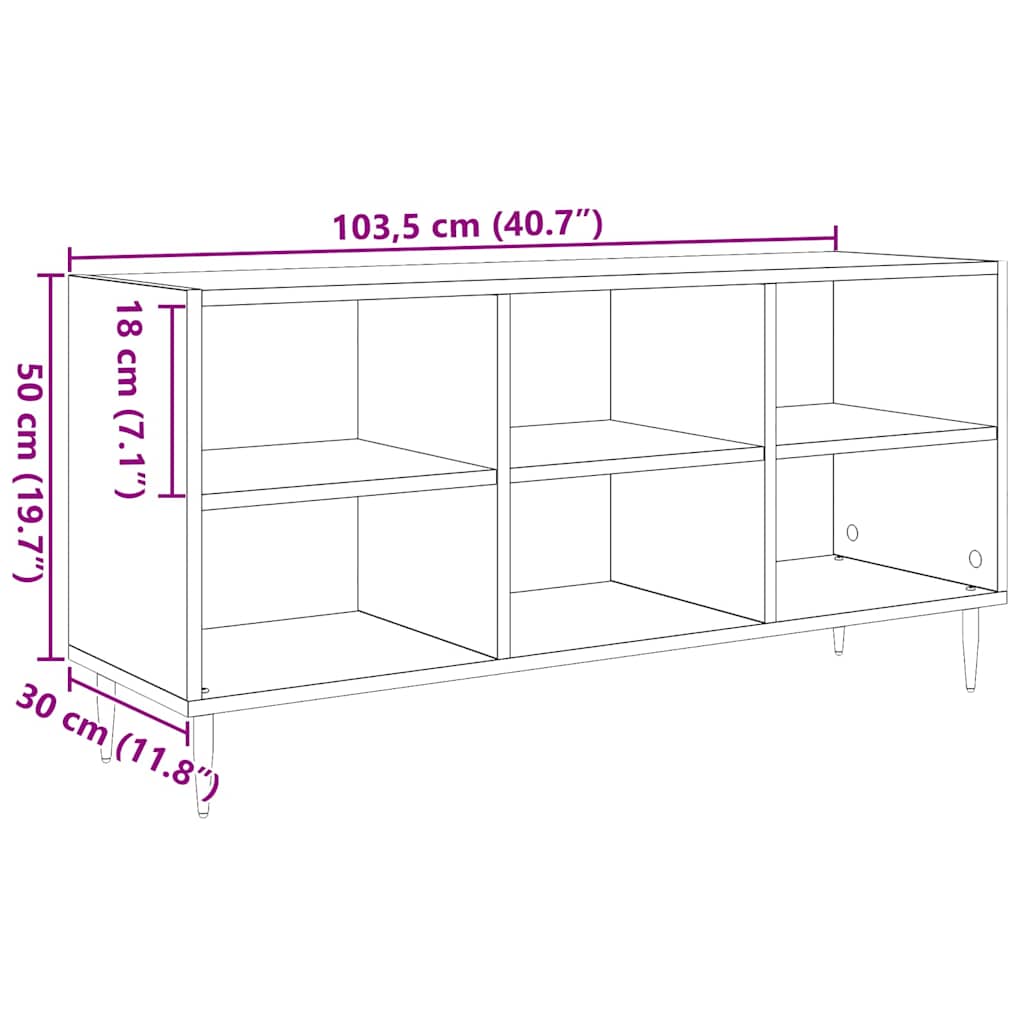 vidaXL Szafka pod telewizor Stare drewno 103,5 x 30 x 50 cm