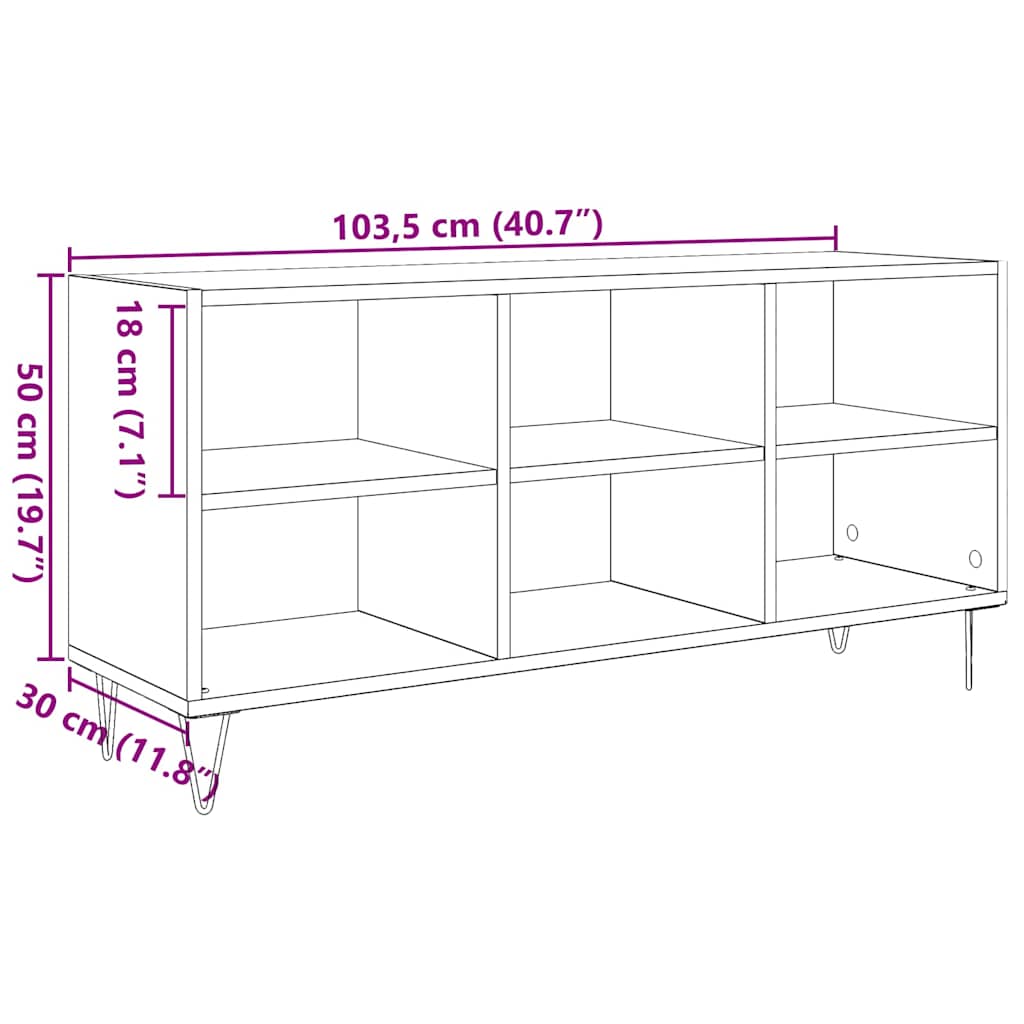 vidaXL Szafka pod telewizor Stare drewno 103,5 x 30 x 50 cm