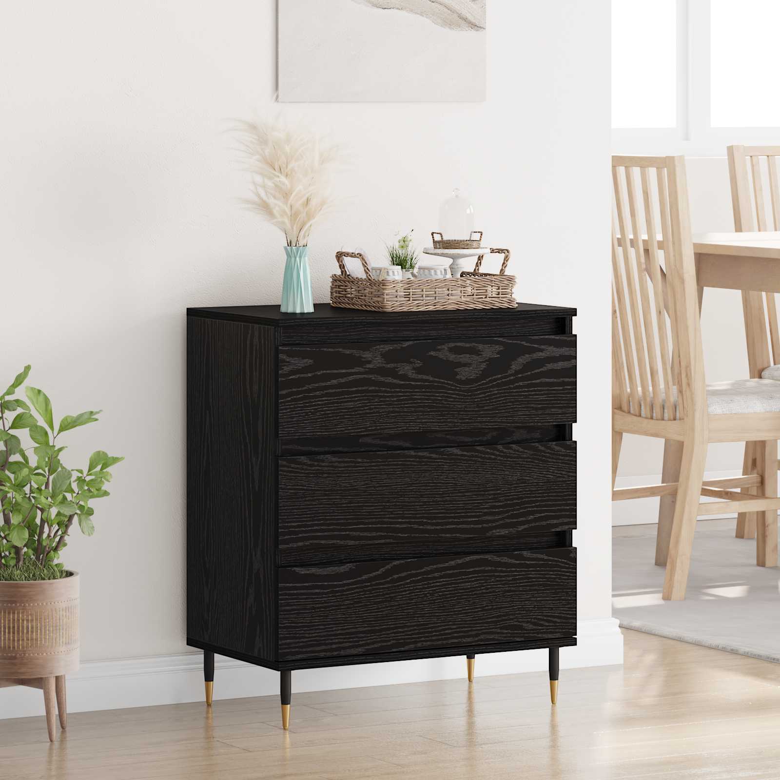 vidaXL Bufet Czarny Dąb 60 x 35 x 70 cm Materiał drewnopochodny