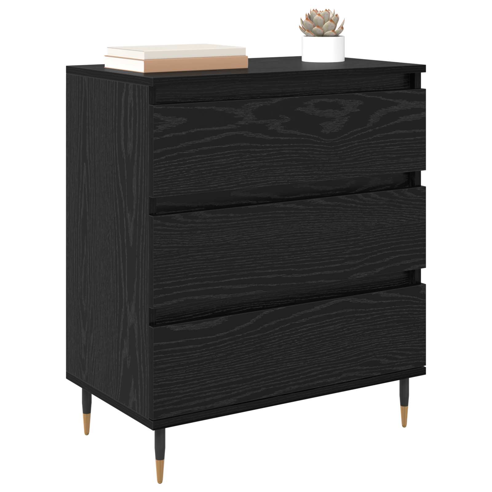 vidaXL Bufet Czarny Dąb 60 x 35 x 70 cm Materiał drewnopochodny
