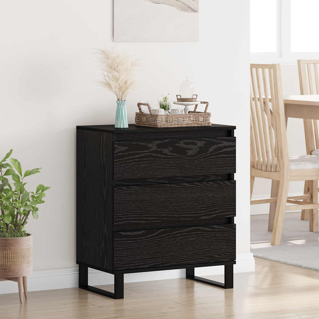 vidaXL Bufet Czarny Dąb 60 x 35 x 70 cm Materiał drewnopochodny