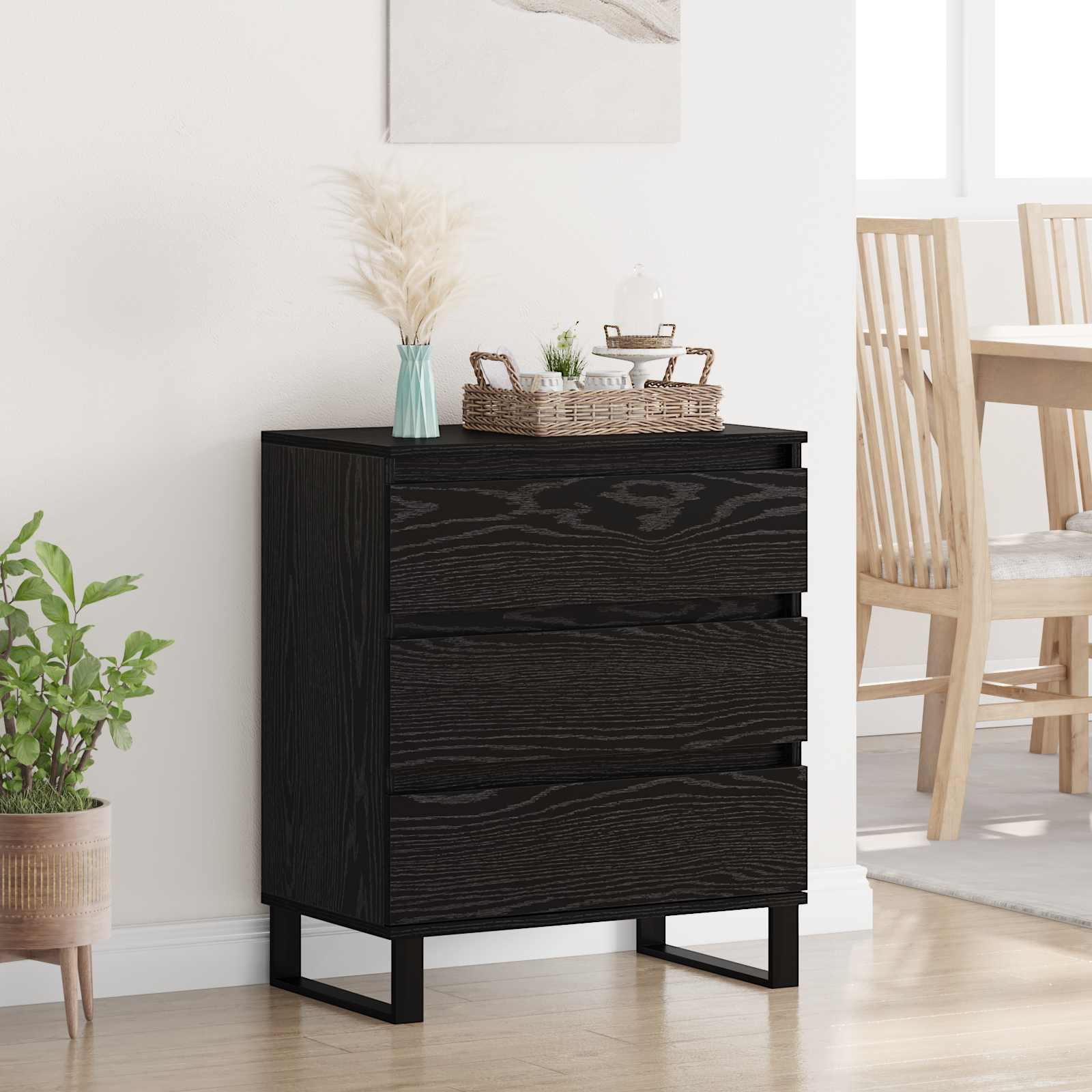 vidaXL Bufet Czarny Dąb 60 x 35 x 70 cm Materiał drewnopochodny
