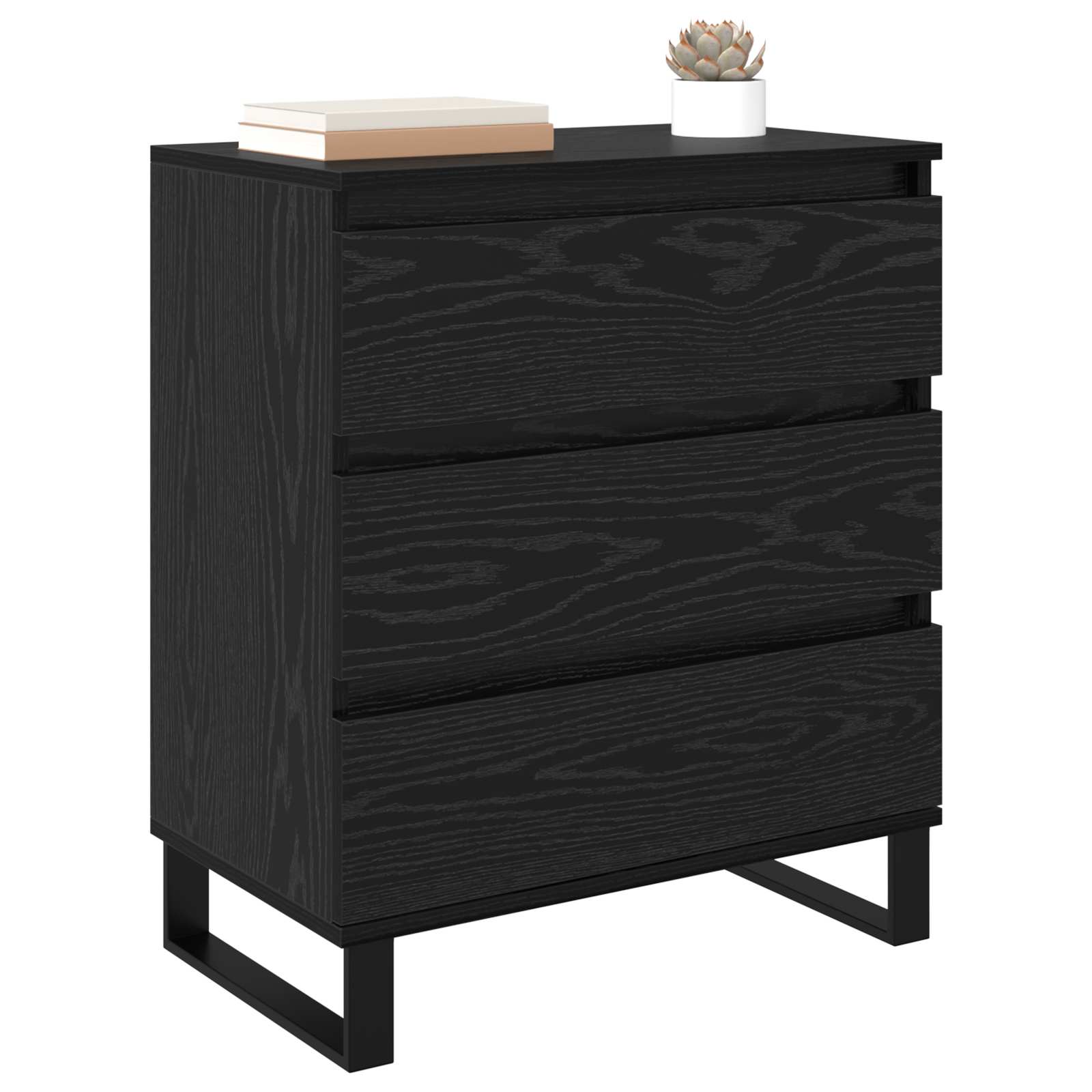vidaXL Bufet Czarny Dąb 60 x 35 x 70 cm Materiał drewnopochodny