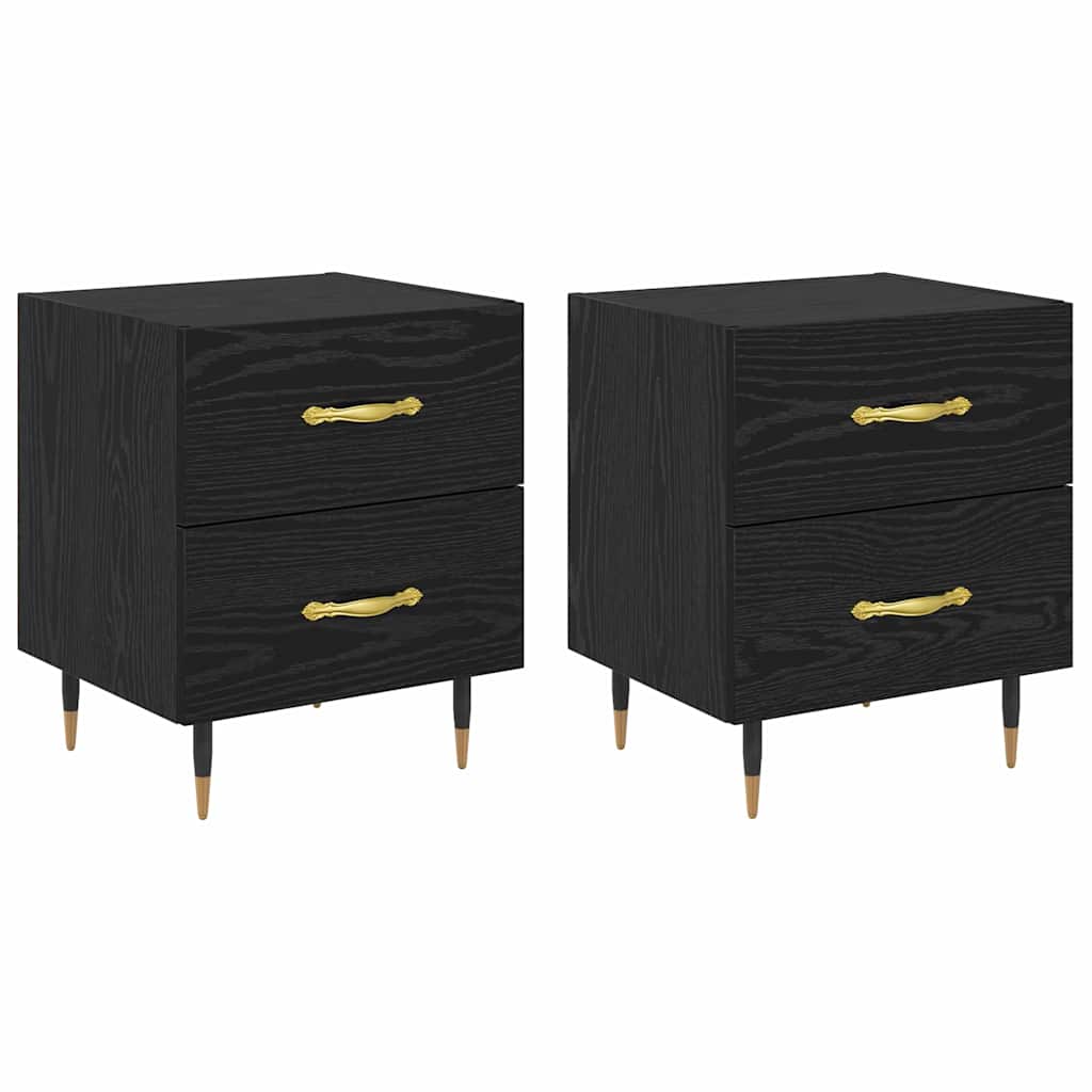 vidaXL Szafka Nocna z szufladą 2 pcs Czarny Dąb 40 x 35 x 47,5 cm