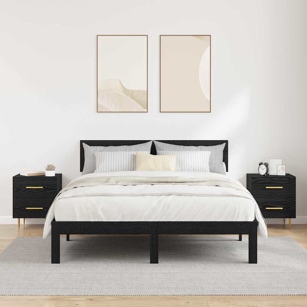 vidaXL Szafka Nocna z szufladą 2 pcs Czarny Dąb 40 x 35 x 47,5 cm