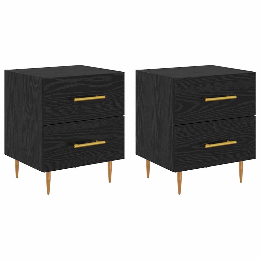 vidaXL Szafka Nocna z szufladą 2 pcs Czarny Dąb 40 x 35 x 47,5 cm