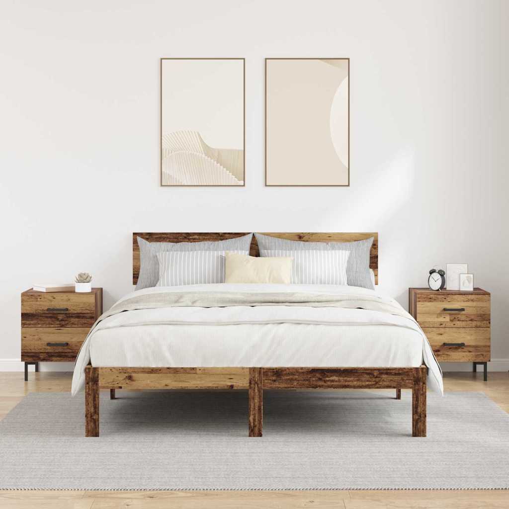 vidaXL Szafka Nocna z szufladą 2 pcs Stare drewno 40 x 35 x 47,5 cm