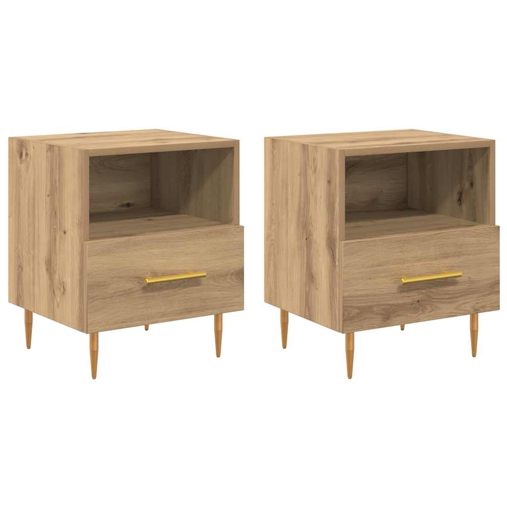 vidaXL Stolik nocny z szufladą 2 pcs Brązowy 40 x 35 x 47,5 cm