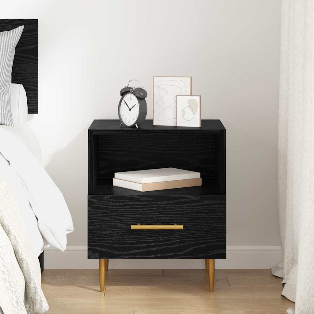 vidaXL Stolik nocny Czarny 40 x 35 x 47,5 cm Materiał drewnopochodny