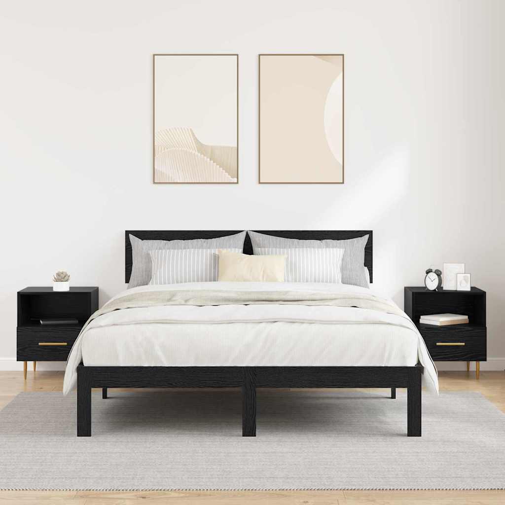 vidaXL Stolik nocny z szufladą 2 pcs Czarny 40 x 35 x 47,5 cm