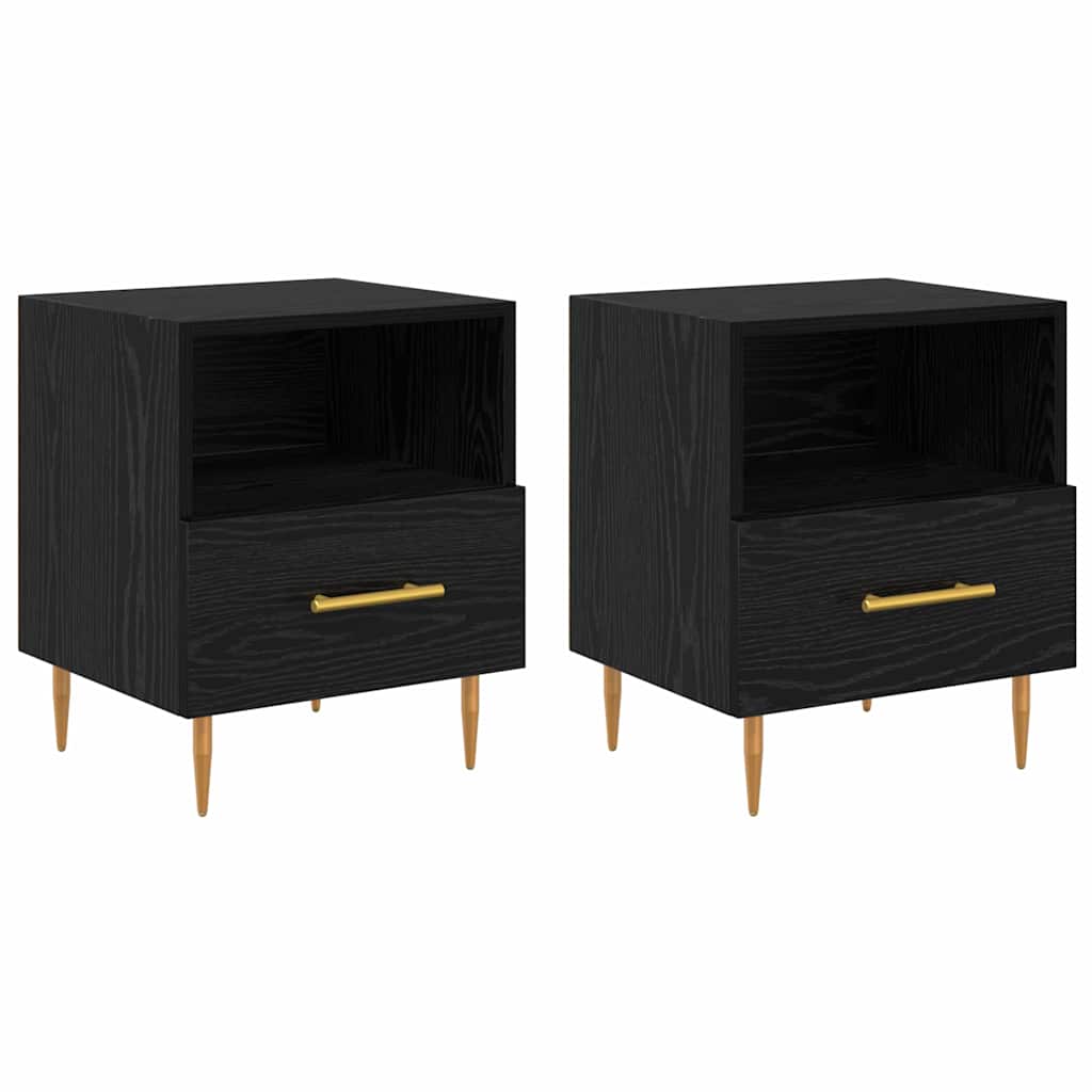 vidaXL Stolik nocny z szufladą 2 pcs Czarny 40 x 35 x 47,5 cm