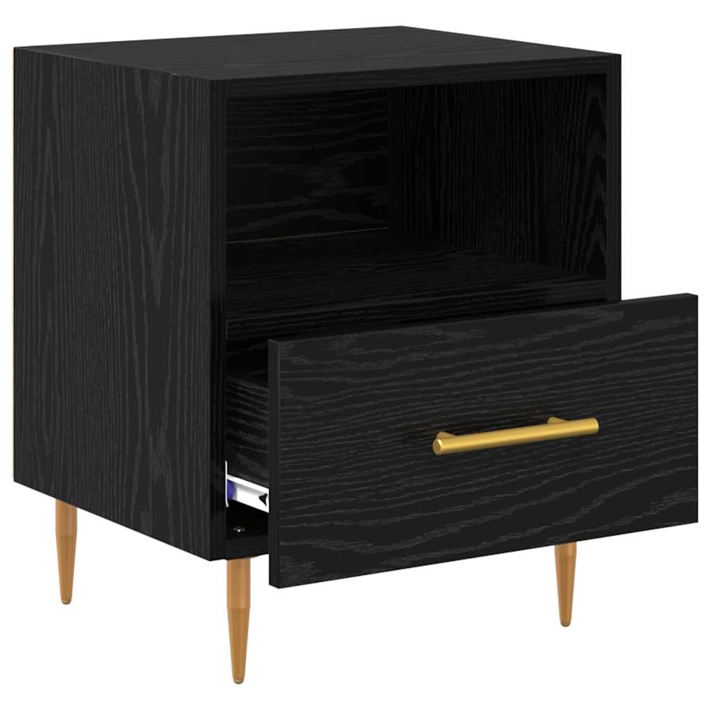 vidaXL Stolik nocny z szufladą 2 pcs Czarny 40 x 35 x 47,5 cm