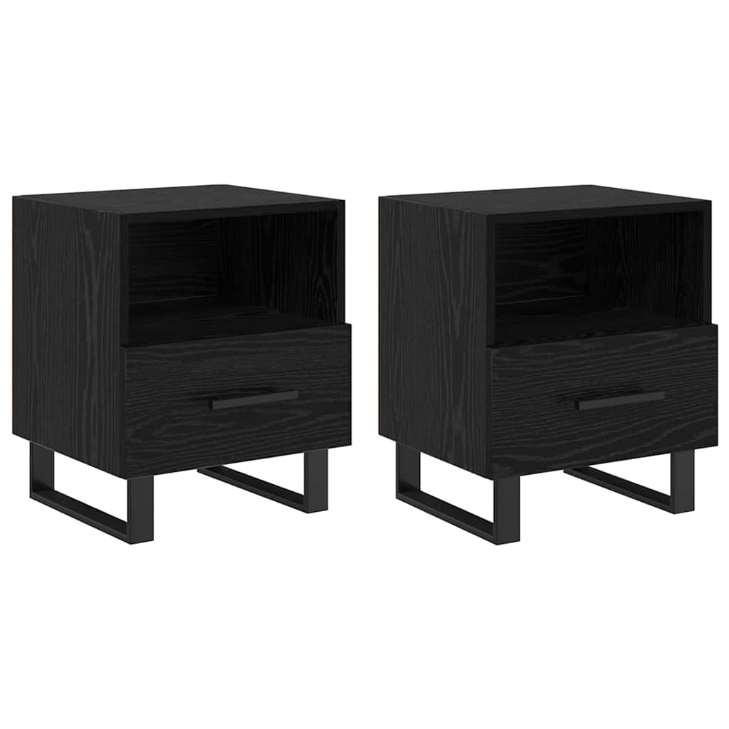 vidaXL Szafka Nocna z szufladą 2 pcs Czarny Dąb 40 x 35 x 47,5 cm
