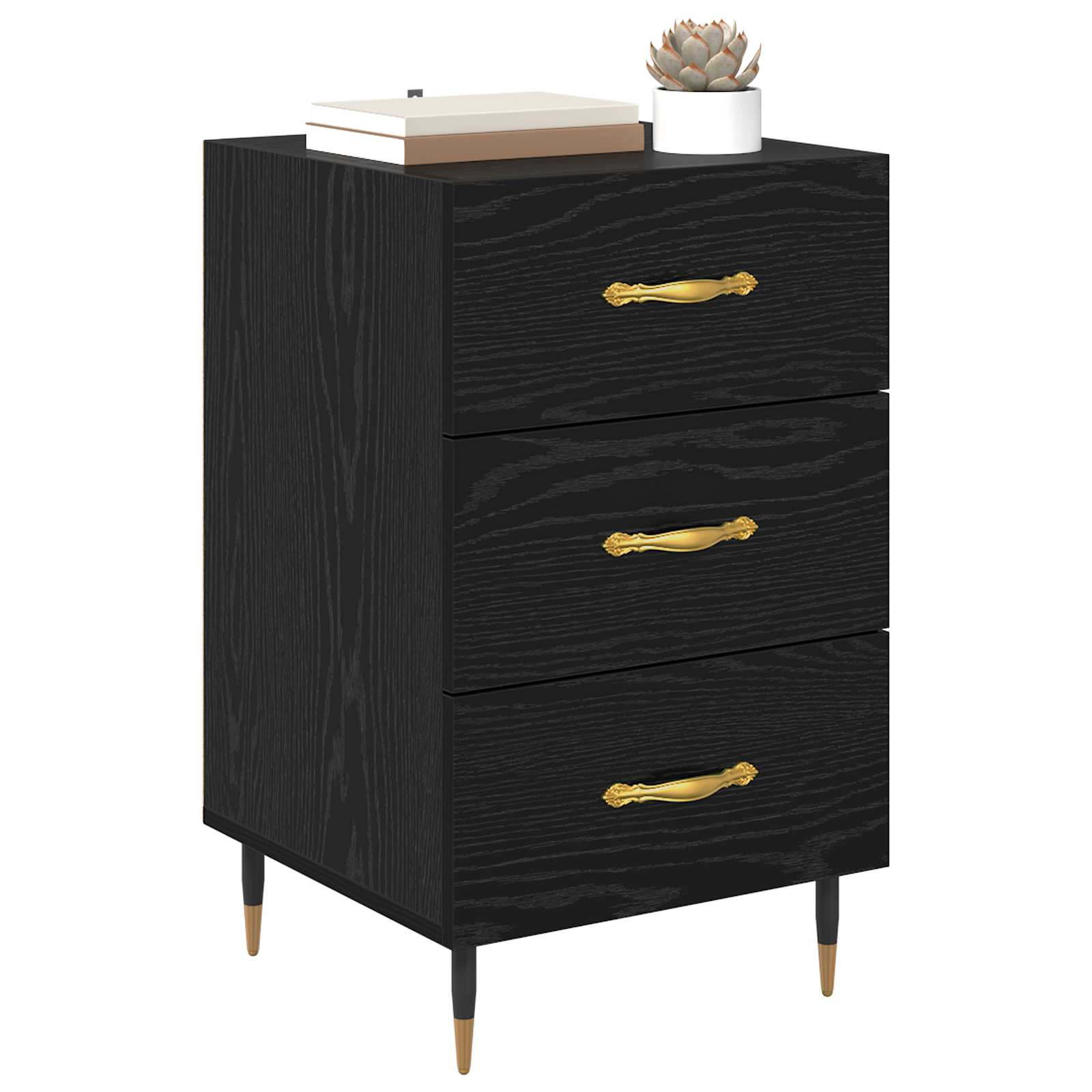 vidaXL Szafka Nocna Czarny Dąb 40 x 40 x 66 cm Materiał drewnopochodny