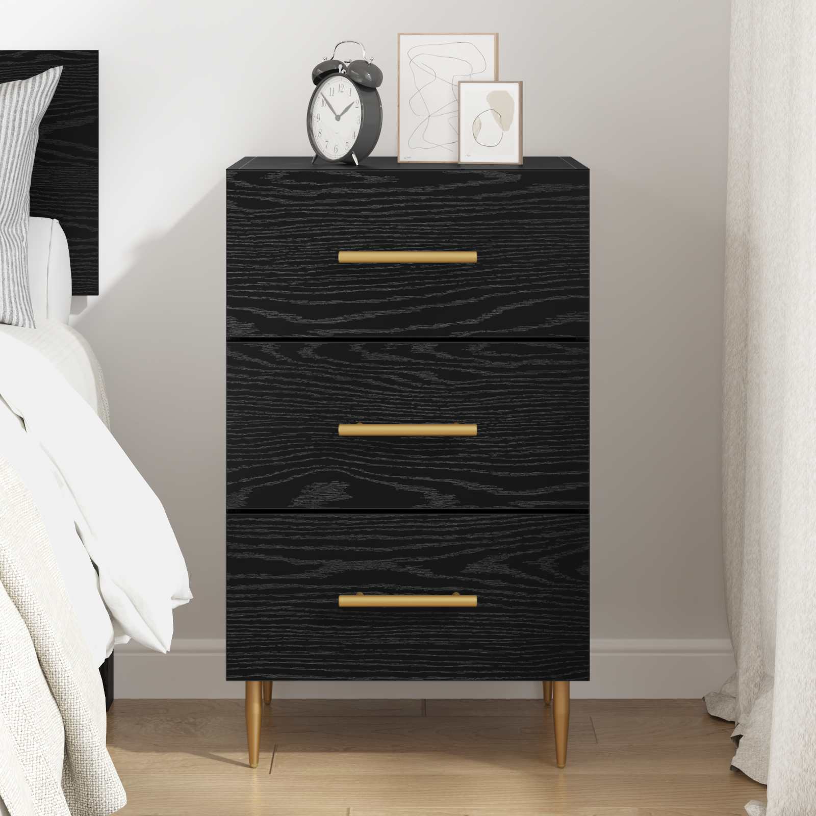 vidaXL Szafka Nocna Czarny Dąb 40 x 40 x 66 cm Materiał drewnopochodny