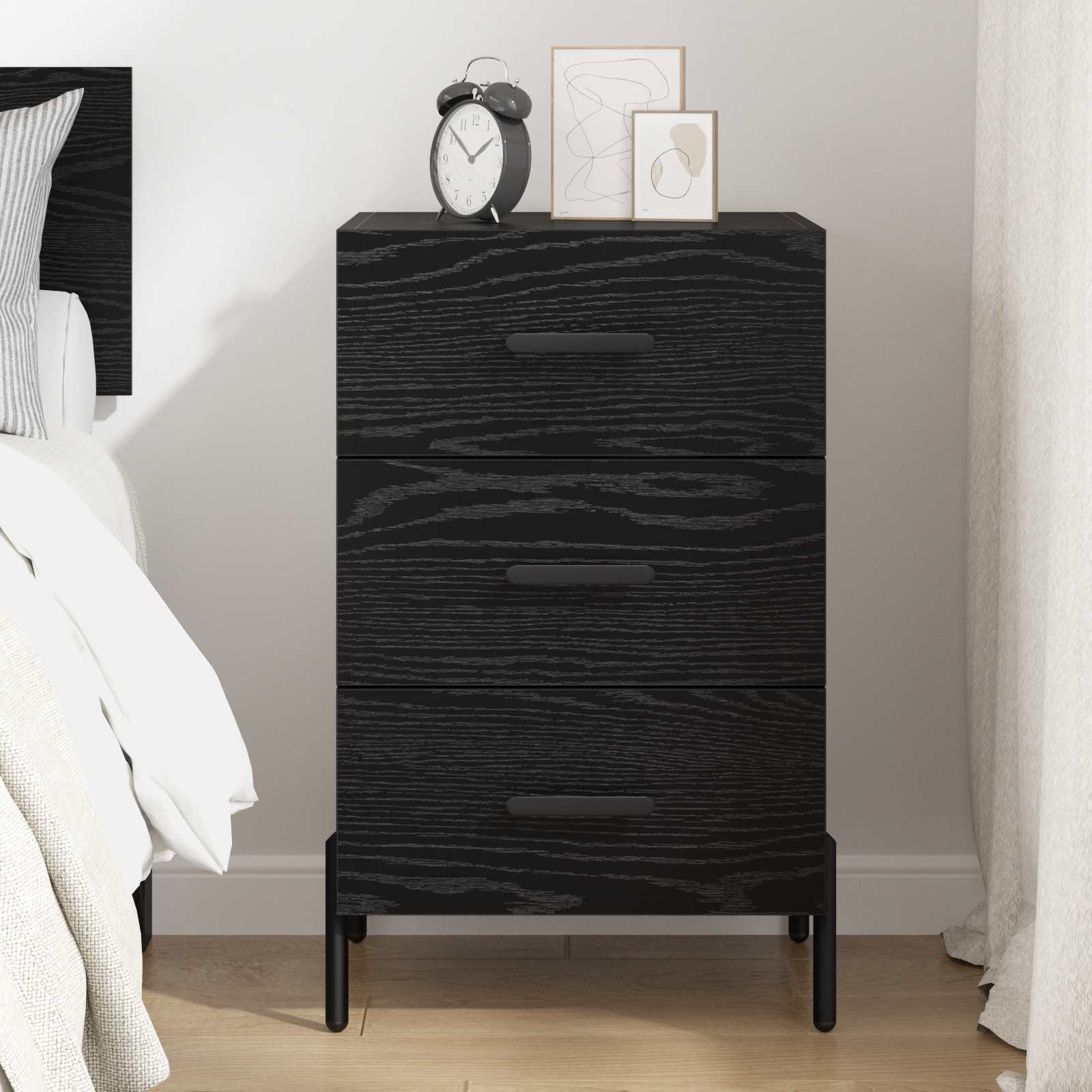 vidaXL Szafka Nocna Czarny Dąb 40 x 40 x 66 cm Materiał drewnopochodny