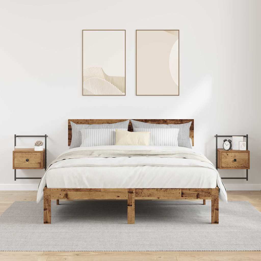 vidaXL Szafka Nocna z szufladą 2 pcs Stare drewno 35 x 30 x 51 cm