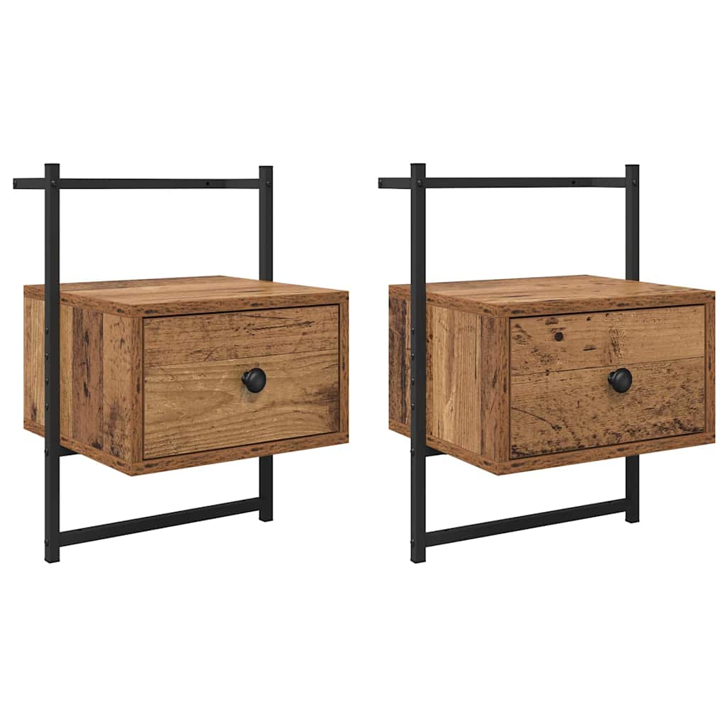 vidaXL Szafka Nocna z szufladą 2 pcs Stare drewno 35 x 30 x 51 cm