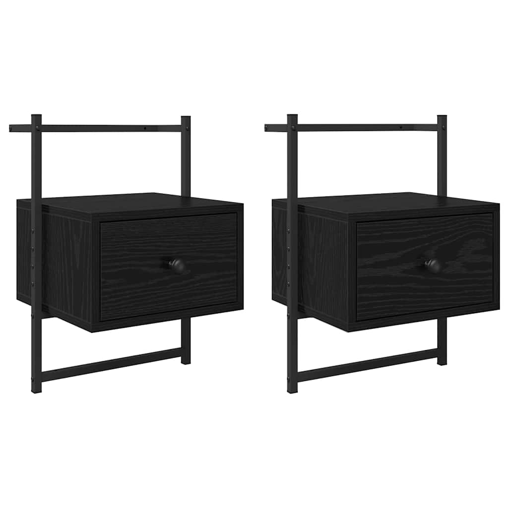 vidaXL Szafka Nocna z szufladą 2 pcs Czarny Dąb 35 x 30 x 51 cm