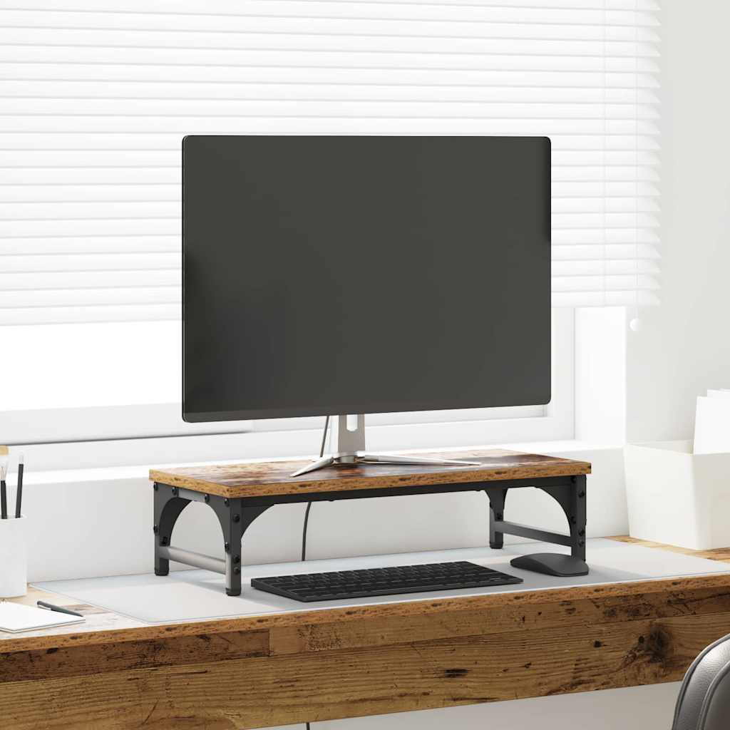 vidaXL Stojak na Monitor Stare drewno 55 x 23 x 14 cm