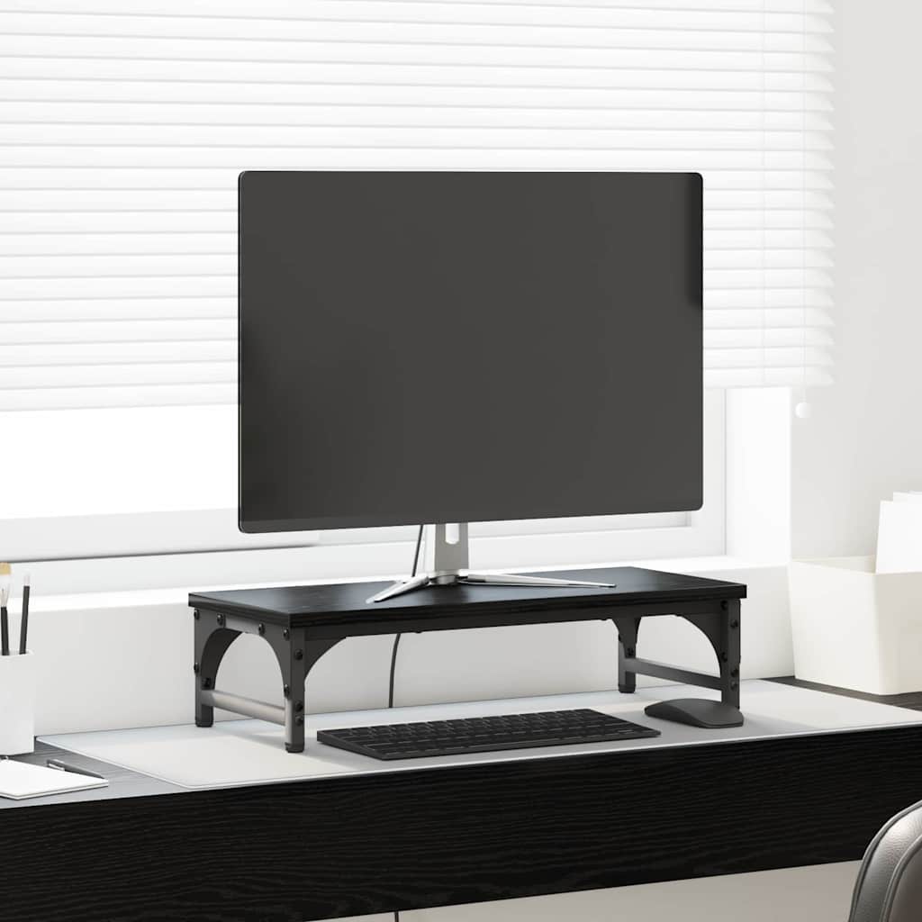 vidaXL Stojak na Monitor Czarny Dąb 55 x 23 x 14 cm