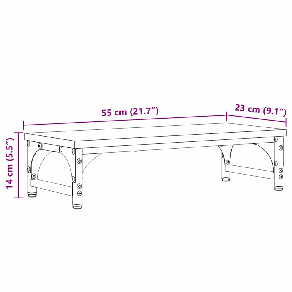 vidaXL Stojak na Monitor Czarny Dąb 55 x 23 x 14 cm